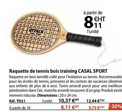 raquette de tennis bois training casal sport
