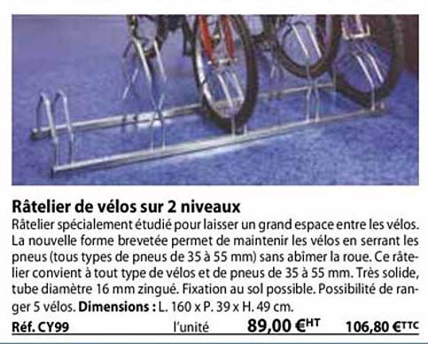 râtelier de vélos sur 2 niveaux