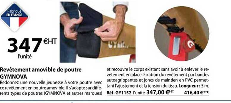 revêtement amovible de poutre gymnova