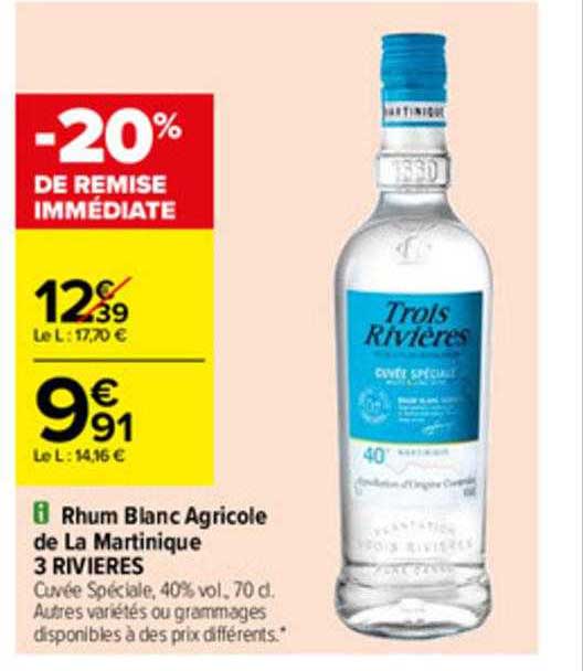 rhum blanc agricole de la martinique 3 rivières