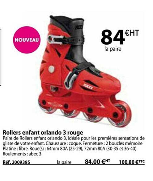 rollers enfant orlando 3 rouges
