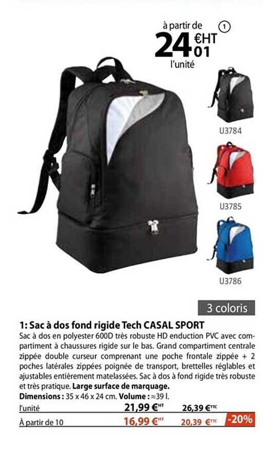 Sac à Dos Fond Rigide Tech Casal Sport