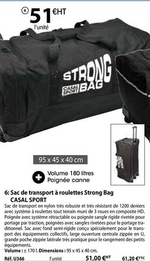 sac de transport à roulettes strong bag casal sport