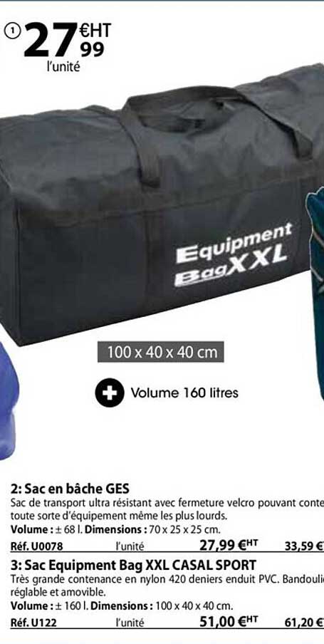 Sac En Bâche Ges, Sac Equipment Bag Xxl Casal Sport