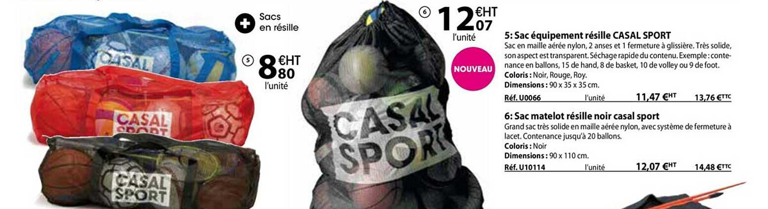 sac équipement résille casal sport , sac matelot résille noir casal sport