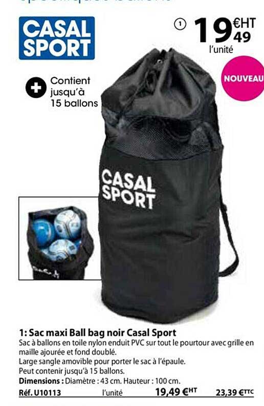 sac maxi ball bag noir casal sport