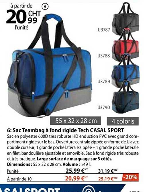 sac teambag à fond rigide tech casal sport