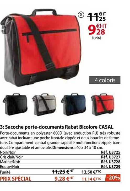 Sacoche Porte-documents Rabat Bicolore Casal