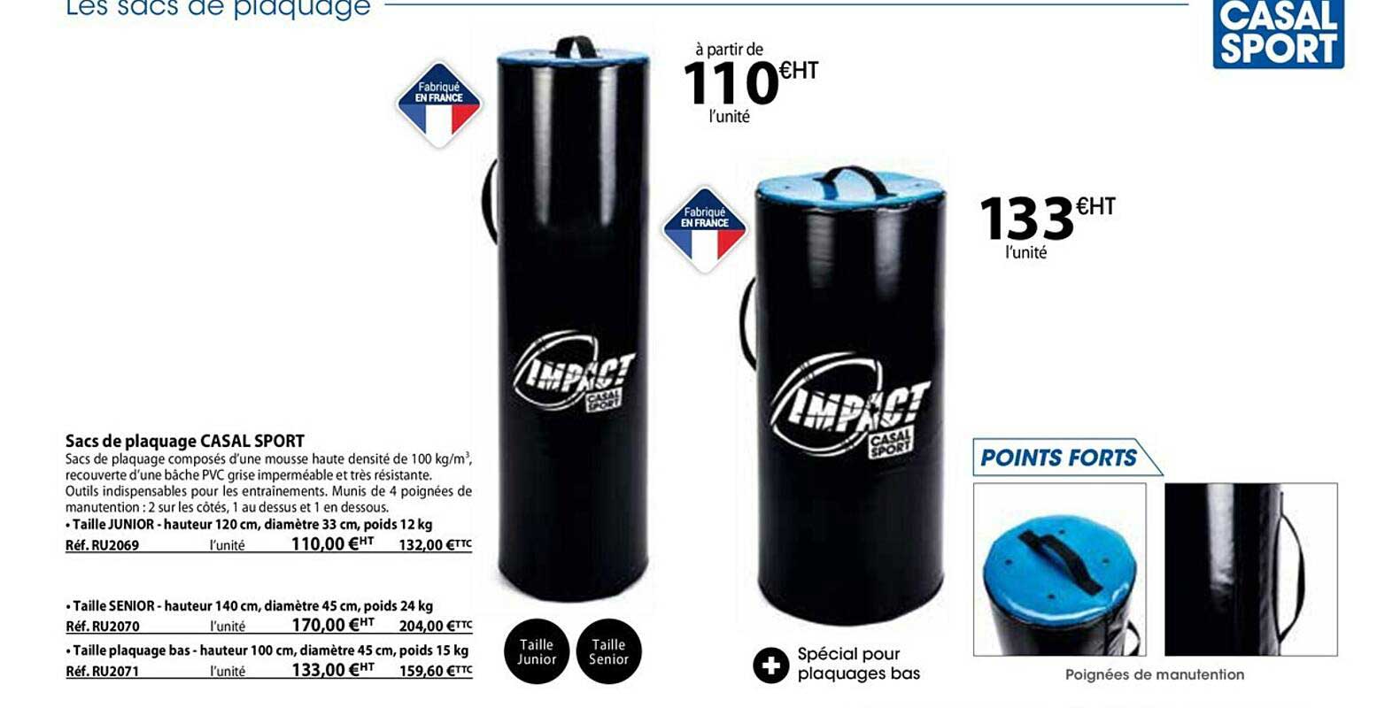 sacs de plaquage casal sport