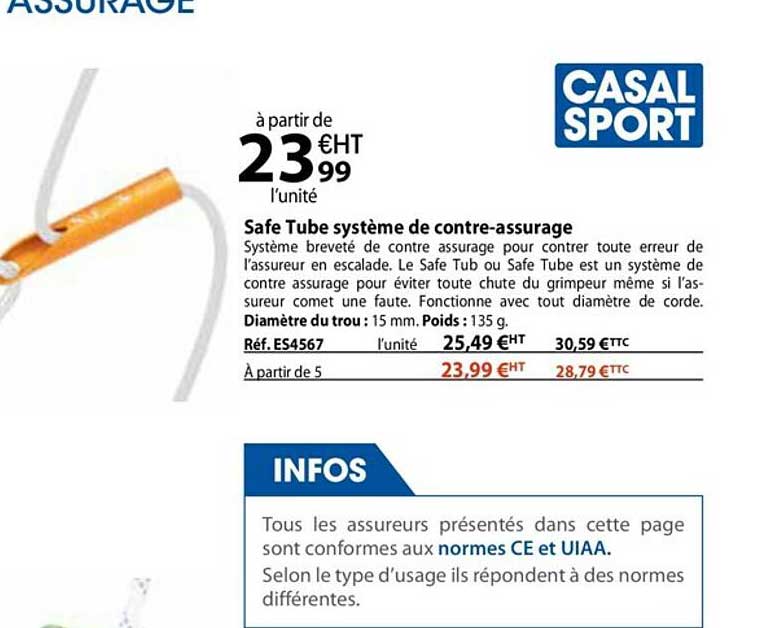 safe tube système de contre-assurage