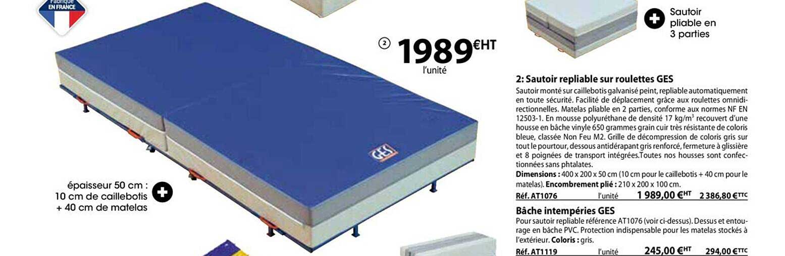 sautoir repliable sur roulettes ges, bâche intempéries ges