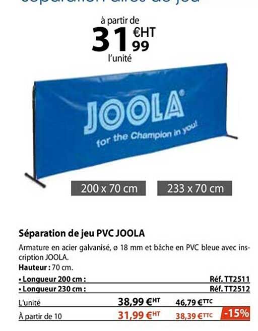 Séparation De Jeu Pvc Joola