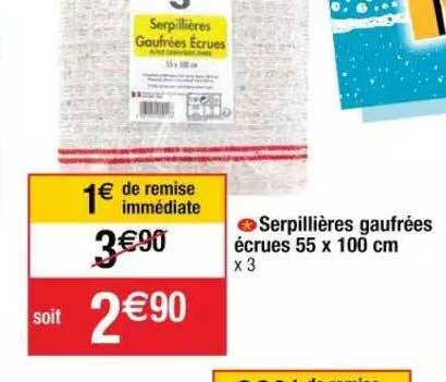 serpillières gaufrées écrues 55 x 100 cm