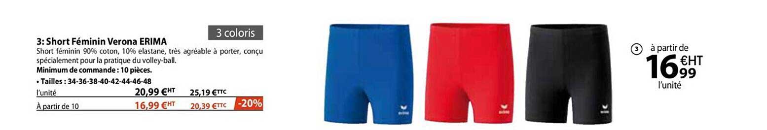 short féminin verona erima