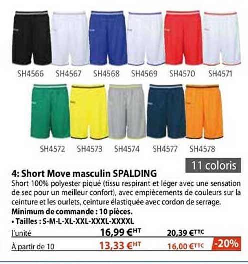 short move masculin spalding