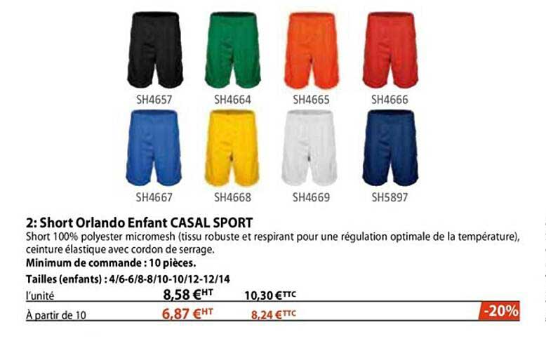 short orlando enfant casal sport