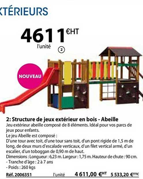 Structure De Jeux Extérieur En Bois - Abeille