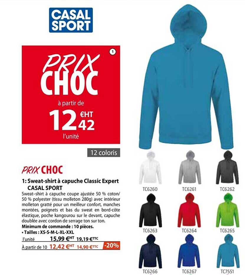 sweat-shirt à capuche classic expert casal sport