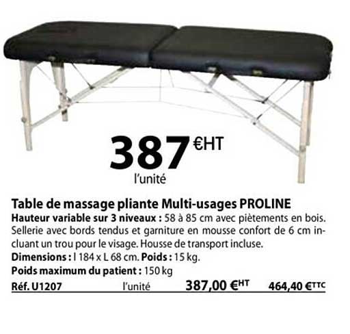 table de massage pliante multi-usages proline
