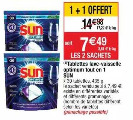 tablettes lave-vaisselle optimum tout en 1 sun