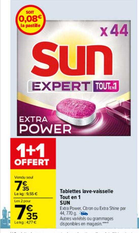 tablettes lave-vaisselle tout en 1 sun