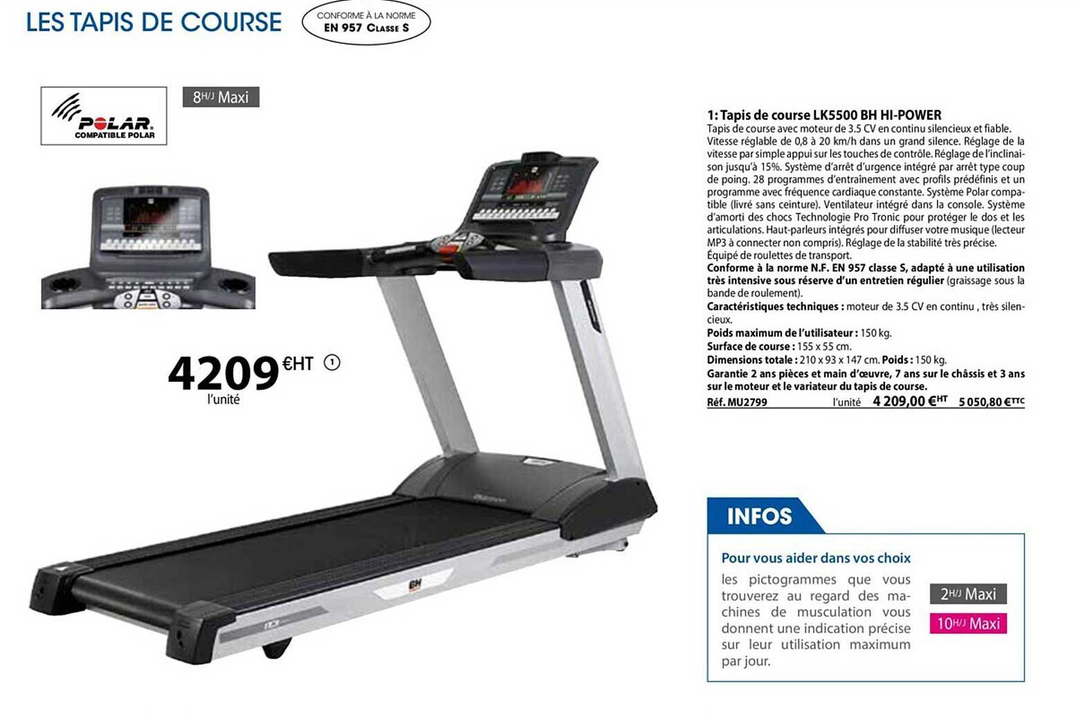 tapis de course lk5500 bh hi-power