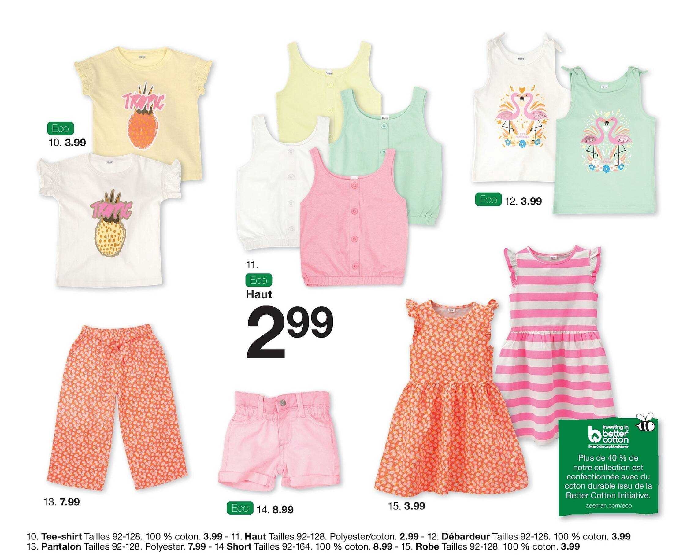 tee-shirt, haut, débardeur, pantalon, short, robe