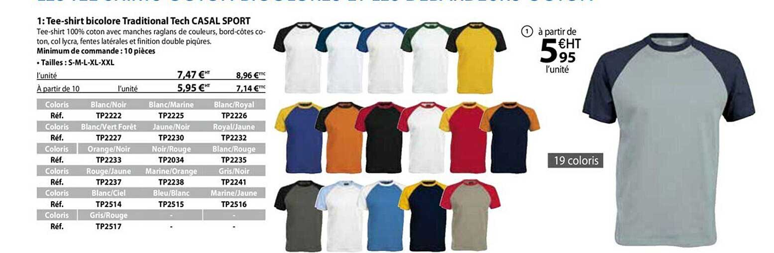 tee-shirt bicolore traditional tech casal sport