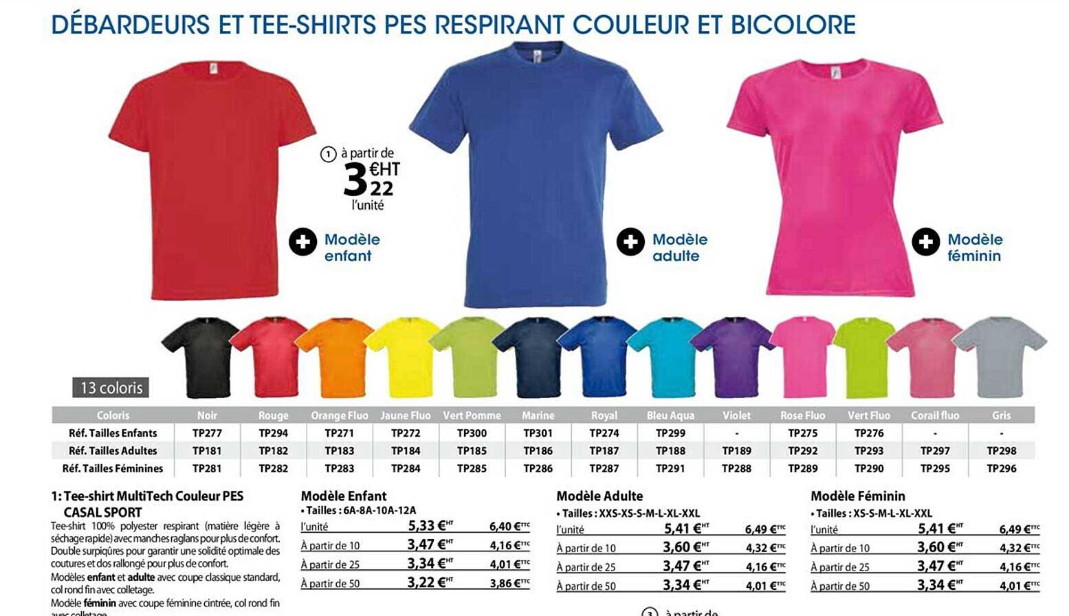 tee-shirt multiTech couleur pes casal sport
