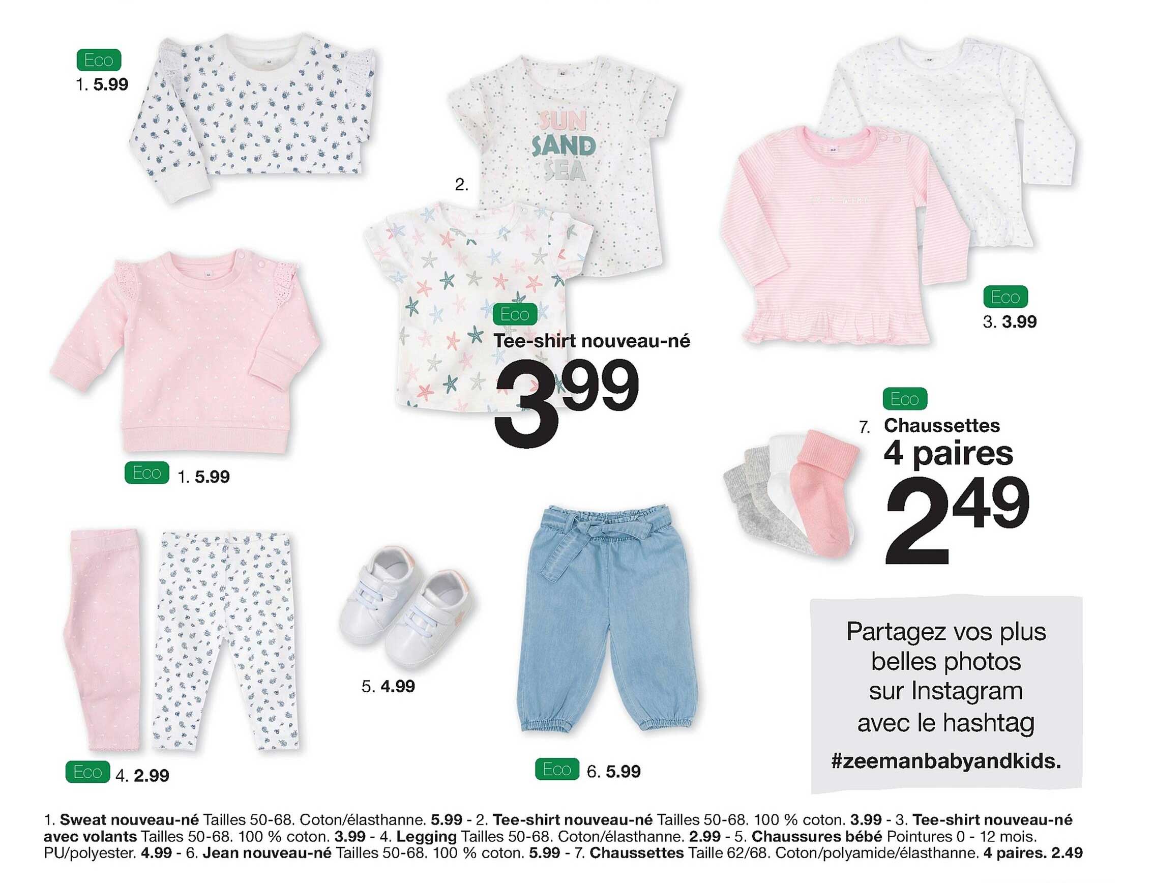 tee-shirt nouveau-né, chaussettes 4 paires, sweat nouveau-né, tee-shirt nouveau-né avec volants, chaussures bébé, jean nouveau-né, chaussettes