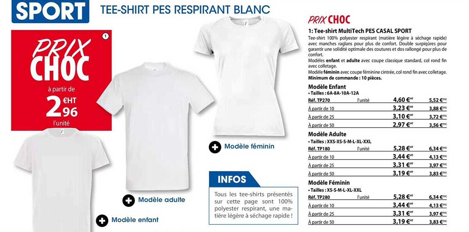 tee-shirt pes respirant blanc