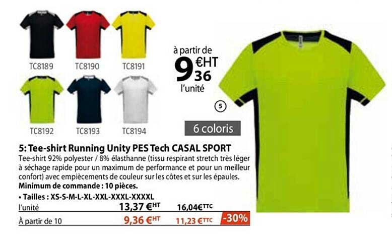 tee-shirt running unity pes tech casal sport