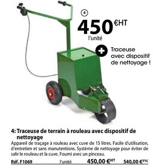 traceuse de terrain à rouleau avec dispositif de nettoyage