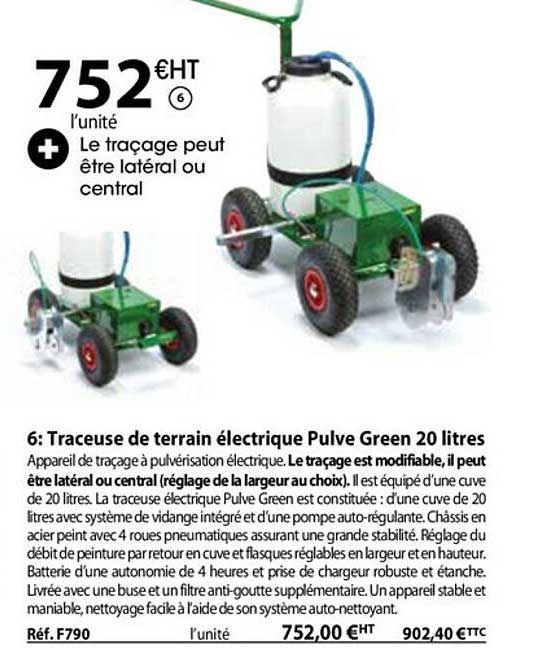 traceuse de terrain électrique pulve green 20 litres