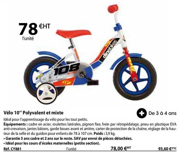 Vélo 10" Polyvalent Et Mixte