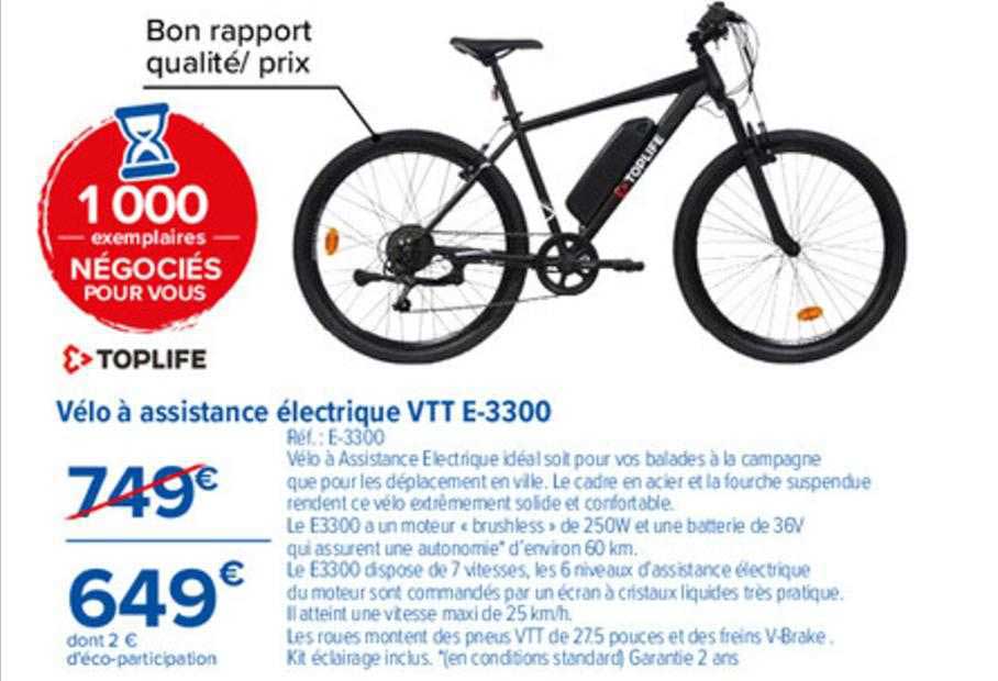 vélo à assistance électrique vtt e-3300 toplife
