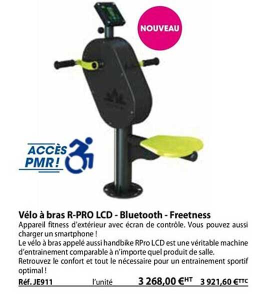 vélo à bras r-pro lcd - bluetooth - freetness