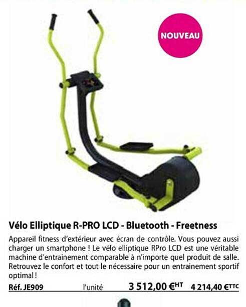 vélo elliptique r-pro lcd - bluetooth - freetness