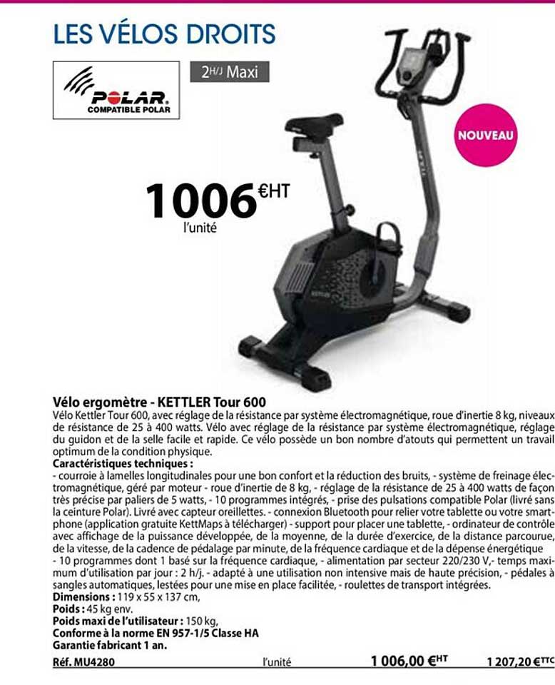 vélo ergomètre - kettler tour 600