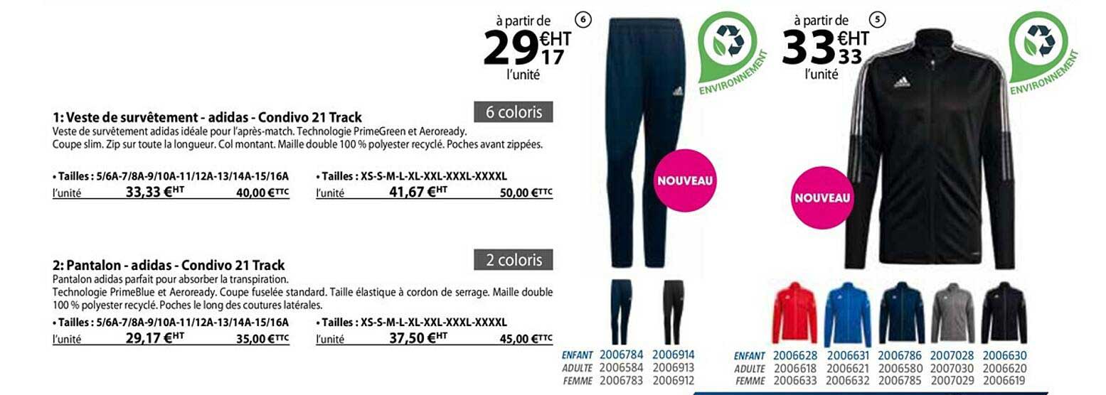 veste de survêtement - adidas - condivo 21 track, pantalon - adidas - condivo 21 track