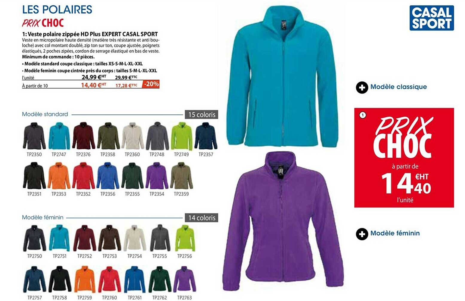 veste polaire zippée hd plus expert casal sport