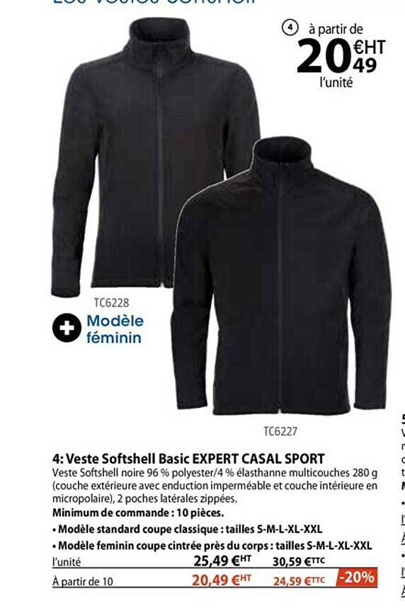 veste softshell basic expert casal sport