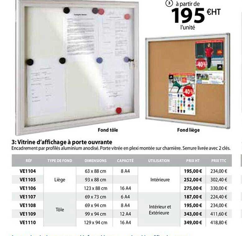 vitrine d'affichage à porte ouvrante