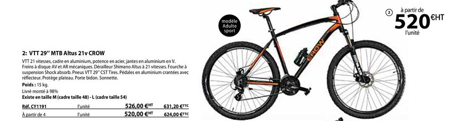 vtt 29" mtb altus 21v crow