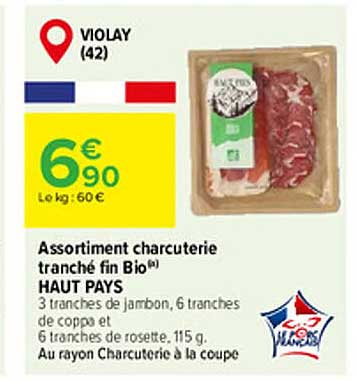 Assortiment Charcuterie Tranché Fin Bio Haut Pays