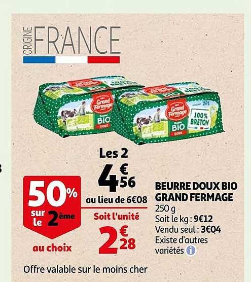 beurre doux bio grand fermage