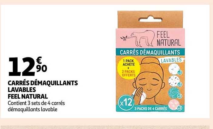 carrés démaquillants lavables feel natural