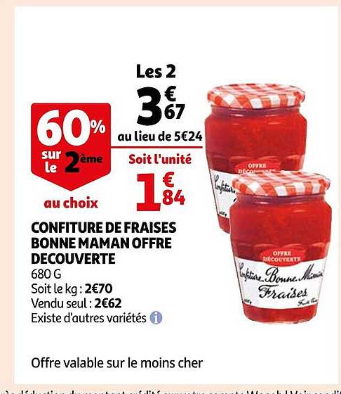 confiture de fraises bonne maman offre découverte