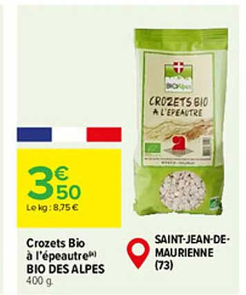 crozets bio à l'épeautre bio des alpes