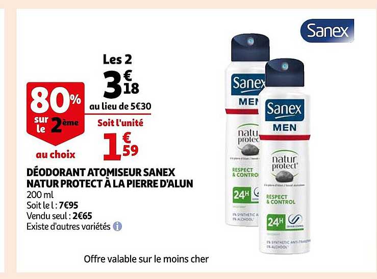 déodorant atomiseur sanex natur protect à la pierre d'alun